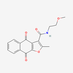 molecular formula C17H15NO5 B12139795 N-(2-methoxyethyl)-2-methyl-4,9-dioxo-4,9-dihydronaphtho[2,3-b]furan-3-carboxamide 
