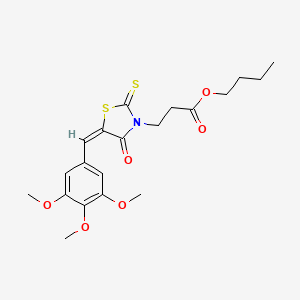 molecular formula C20H25NO6S2 B12139898 butyl 3-[(5E)-4-oxo-2-thioxo-5-(3,4,5-trimethoxybenzylidene)-1,3-thiazolidin-3-yl]propanoate 
