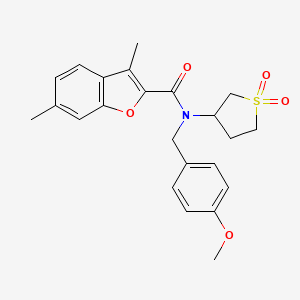 molecular formula C23H25NO5S B12139932 N-(1,1-dioxidotetrahydrothiophen-3-yl)-N-(4-methoxybenzyl)-3,6-dimethyl-1-benzofuran-2-carboxamide 