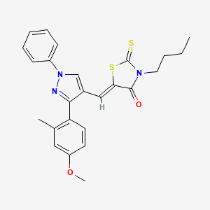molecular formula C25H25N3O2S2 B12139936 (5Z)-3-butyl-5-{[3-(4-methoxy-2-methylphenyl)-1-phenyl-1H-pyrazol-4-yl]methylidene}-2-thioxo-1,3-thiazolidin-4-one 