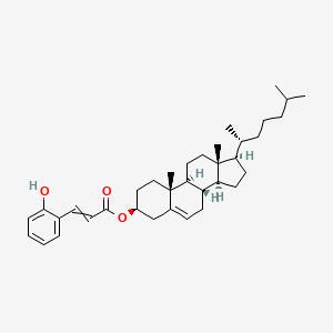 molecular formula C36H52O3 B1213996 [(3S,8S,9S,10R,13R,14S,17R)-10,13-dimethyl-17-[(2R)-6-methylheptan-2-yl]-2,3,4,7,8,9,11,12,14,15,16,17-dodecahydro-1H-cyclopenta[a]phenanthren-3-yl] 3-(2-hydroxyphenyl)prop-2-enoate 