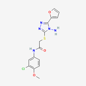 molecular formula C15H14ClN5O3S B12139971 2-(4-amino-5-(2-furyl)(1,2,4-triazol-3-ylthio))-N-(3-chloro-4-methoxyphenyl)ac etamide 