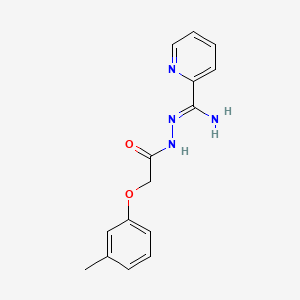 molecular formula C15H16N4O2 B12139985 N'-[imino(2-pyridinyl)methyl]-2-(3-methylphenoxy)acetohydrazide 