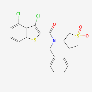 molecular formula C20H17Cl2NO3S2 B12140058 N-benzyl-3,4-dichloro-N-(1,1-dioxidotetrahydrothiophen-3-yl)-1-benzothiophene-2-carboxamide 