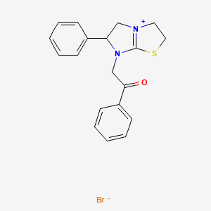 molecular formula C19H19BrN2OS B1214007 7-(2-Oxo-2-phenylethyl)-6-phenyl-3,5,6,7-tetrahydro-2h-imidazo[2,1-b][1,3]thiazol-4-ium bromide CAS No. 82534-62-1
