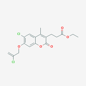 molecular formula C18H18Cl2O5 B12140168 ethyl 3-{6-chloro-7-[(2-chloroprop-2-en-1-yl)oxy]-4-methyl-2-oxo-2H-chromen-3-yl}propanoate 