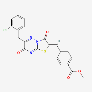 molecular formula C21H14ClN3O4S B12140179 methyl 4-{(Z)-[6-(2-chlorobenzyl)-3,7-dioxo-7H-[1,3]thiazolo[3,2-b][1,2,4]triazin-2(3H)-ylidene]methyl}benzoate 