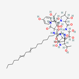 N-[6-[1,2-dihydroxy-2-(4-hydroxyphenyl)ethyl]-11,20,21,25-tetrahydroxy-3,15-bis(1-hydroxyethyl)-26-methyl-2,5,8,14,17,23-hexaoxo-1,4,7,13,16,22-hexazatricyclo[22.3.0.09,13]heptacosan-18-yl]octadeca-9,12-dienamide