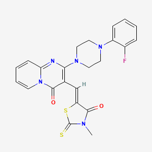 molecular formula C23H20FN5O2S2 B12140280 2-[4-(2-fluorophenyl)piperazin-1-yl]-3-[(Z)-(3-methyl-4-oxo-2-thioxo-1,3-thiazolidin-5-ylidene)methyl]-4H-pyrido[1,2-a]pyrimidin-4-one 