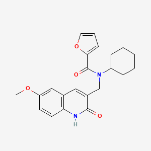 molecular formula C22H24N2O4 B1214030 N-cyclohexyl-N-[(6-methoxy-2-oxo-1H-quinolin-3-yl)methyl]-2-furancarboxamide 