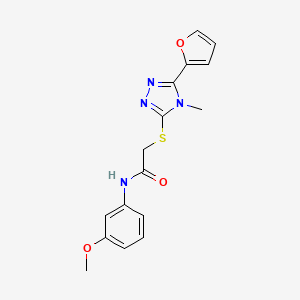 molecular formula C16H16N4O3S B12140346 2-{[5-(furan-2-yl)-4-methyl-4H-1,2,4-triazol-3-yl]sulfanyl}-N-(3-methoxyphenyl)acetamide 