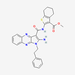 molecular formula C29H27N5O3S B12140397 methyl 2-({[2-amino-1-(2-phenylethyl)-1H-pyrrolo[2,3-b]quinoxalin-3-yl]carbonyl}amino)-4,5,6,7-tetrahydro-1-benzothiophene-3-carboxylate 