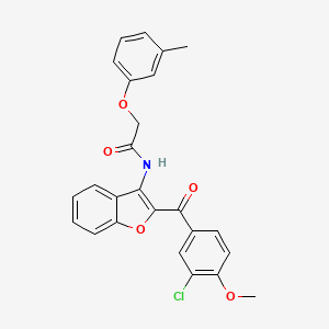 molecular formula C25H20ClNO5 B12140453 N-{2-[(3-chloro-4-methoxyphenyl)carbonyl]-1-benzofuran-3-yl}-2-(3-methylphenoxy)acetamide 