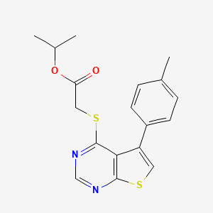 molecular formula C18H18N2O2S2 B12140578 Methylethyl 2-[5-(4-methylphenyl)thiopheno[3,2-e]pyrimidin-4-ylthio]acetate 