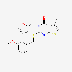 molecular formula C21H20N2O3S2 B12140644 3-(furan-2-ylmethyl)-2-[(3-methoxybenzyl)sulfanyl]-5,6-dimethylthieno[2,3-d]pyrimidin-4(3H)-one 