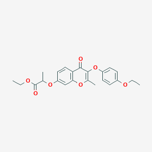 molecular formula C23H24O7 B12140668 ethyl 2-{[3-(4-ethoxyphenoxy)-2-methyl-4-oxo-4H-chromen-7-yl]oxy}propanoate 