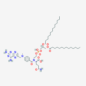 molecular formula C53H86N9O12P B1214070 (2S)-5-amino-2-[[4-[(2,4-diaminopteridin-6-yl)methyl-methylamino]benzoyl]-[2-[2,3-di(tetradecanoyloxy)propoxy-hydroxyphosphoryl]oxyethyl]amino]-5-oxopentanoic acid CAS No. 97866-97-2