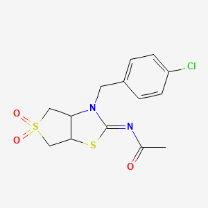molecular formula C14H15ClN2O3S2 B12140773 N-[(2E)-3-(4-chlorobenzyl)-5,5-dioxidotetrahydrothieno[3,4-d][1,3]thiazol-2(3H)-ylidene]acetamide 