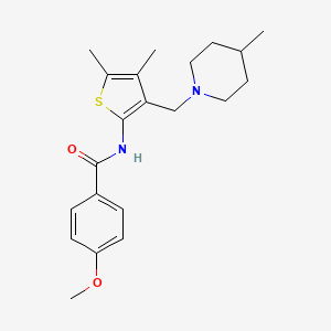 molecular formula C21H28N2O2S B12141081 N-{4,5-dimethyl-3-[(4-methylpiperidin-1-yl)methyl]thiophen-2-yl}-4-methoxybenzamide 