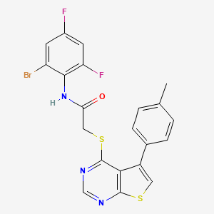 molecular formula C21H14BrF2N3OS2 B12141125 N-(2-bromo-4,6-difluorophenyl)-2-{[5-(4-methylphenyl)thieno[2,3-d]pyrimidin-4-yl]sulfanyl}acetamide 