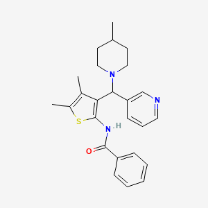 molecular formula C25H29N3OS B12141129 N-{4,5-dimethyl-3-[(4-methylpiperidin-1-yl)(pyridin-3-yl)methyl]thiophen-2-yl}benzamide 