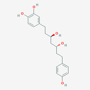 molecular formula C19H24O5 B1214113 4-[(3R,5R)-3,5-dihydroxy-7-(4-hydroxyphenyl)heptyl]benzene-1,2-diol CAS No. 408324-00-5
