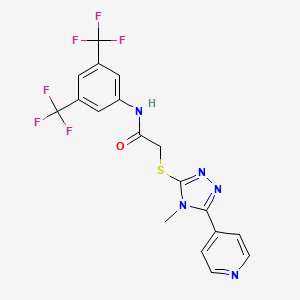 molecular formula C18H13F6N5OS B12141134 N-[3,5-bis(trifluoromethyl)phenyl]-2-{[4-methyl-5-(pyridin-4-yl)-4H-1,2,4-triazol-3-yl]sulfanyl}acetamide 
