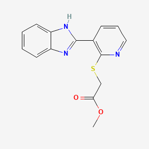 molecular formula C15H13N3O2S B1214117 2-[[3-(1H-benzimidazol-2-yl)-2-pyridinyl]thio]acetic acid methyl ester 