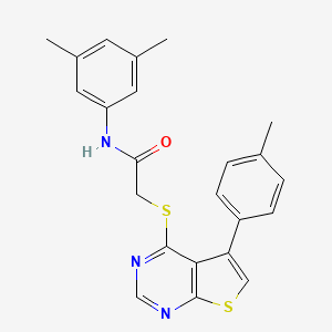 molecular formula C23H21N3OS2 B12141301 N-(3,5-dimethylphenyl)-2-{[5-(4-methylphenyl)thieno[2,3-d]pyrimidin-4-yl]sulfanyl}acetamide 