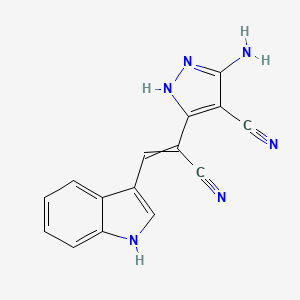 molecular formula C15H10N6 B1214138 3-amino-5-[(1Z)-1-cyano-2-(1H-indol-3-yl)eth-1-en-1-yl]-1H-pyrazole-4-carbonitrile 