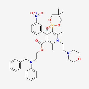 molecular formula C40H49N4O8P B1214147 2-(N-benzylanilino)ethyl 5-(5,5-dimethyl-2-oxo-1,3,2λ5-dioxaphosphinan-2-yl)-2,6-dimethyl-1-(2-morpholin-4-ylethyl)-4-(3-nitrophenyl)-4H-pyridine-3-carboxylate 