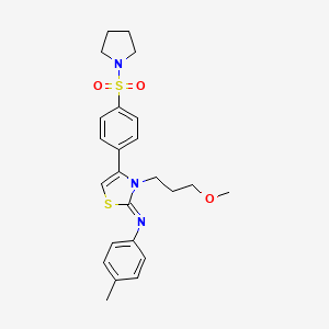 molecular formula C24H29N3O3S2 B12141882 N-[(2Z)-3-(3-methoxypropyl)-4-[4-(pyrrolidin-1-ylsulfonyl)phenyl]-1,3-thiazol-2(3H)-ylidene]-4-methylaniline 