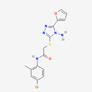 molecular formula C15H14BrN5O2S B12141968 2-{[4-amino-5-(furan-2-yl)-4H-1,2,4-triazol-3-yl]sulfanyl}-N-(4-bromo-2-methylphenyl)acetamide 