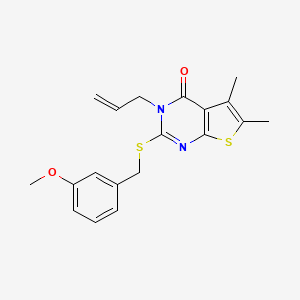 molecular formula C19H20N2O2S2 B12141973 2-[(3-methoxybenzyl)sulfanyl]-5,6-dimethyl-3-(prop-2-en-1-yl)thieno[2,3-d]pyrimidin-4(3H)-one 