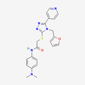 molecular formula C22H22N6O2S B12141993 N-[4-(dimethylamino)phenyl]-2-{[4-(furan-2-ylmethyl)-5-(pyridin-4-yl)-4H-1,2,4-triazol-3-yl]sulfanyl}acetamide 