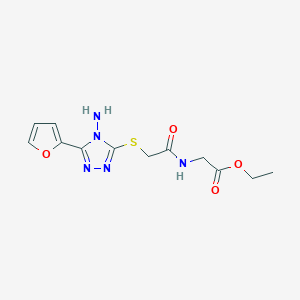 molecular formula C12H15N5O4S B12142079 Ethyl 2-[2-(4-amino-5-(2-furyl)-1,2,4-triazol-3-ylthio)acetylamino]acetate 