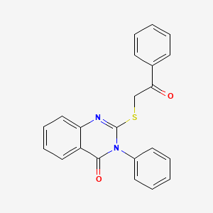 molecular formula C22H16N2O2S B12142108 2-[(2-oxo-2-phenylethyl)sulfanyl]-3-phenylquinazolin-4(3H)-one 