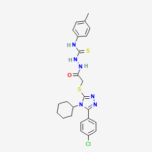 molecular formula C24H27ClN6OS2 B12142121 2-({[5-(4-chlorophenyl)-4-cyclohexyl-4H-1,2,4-triazol-3-yl]sulfanyl}acetyl)-N-(4-methylphenyl)hydrazinecarbothioamide 