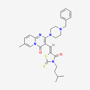 molecular formula C29H33N5O2S2 B12142181 2-(4-benzylpiperazin-1-yl)-7-methyl-3-{(Z)-[3-(3-methylbutyl)-4-oxo-2-thioxo-1,3-thiazolidin-5-ylidene]methyl}-4H-pyrido[1,2-a]pyrimidin-4-one 