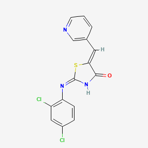 molecular formula C15H9Cl2N3OS B12142246 (2E,5Z)-2-[(2,4-dichlorophenyl)imino]-5-(pyridin-3-ylmethylidene)-1,3-thiazolidin-4-one 