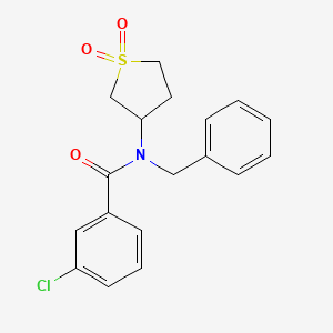 molecular formula C18H18ClNO3S B12142247 N-benzyl-3-chloro-N-(1,1-dioxidotetrahydrothiophen-3-yl)benzamide 