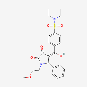 molecular formula C24H28N2O6S B12142441 N,N-diethyl-4-{(E)-hydroxy[1-(2-methoxyethyl)-4,5-dioxo-2-phenylpyrrolidin-3-ylidene]methyl}benzenesulfonamide 