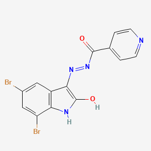 molecular formula C14H8Br2N4O2 B12142449 N'-[(3Z)-5,7-dibromo-2-oxo-1,2-dihydro-3H-indol-3-ylidene]pyridine-4-carbohydrazide 