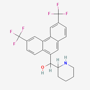 molecular formula C22H19F6NO B1214251 [3,6-bis(trifluoromethyl)phenanthren-9-yl]-piperidin-2-ylmethanol CAS No. 31817-24-0