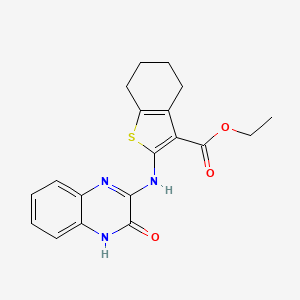 molecular formula C19H19N3O3S B12142565 Ethyl 2-[(3-oxo-3,4-dihydroquinoxalin-2-yl)amino]-4,5,6,7-tetrahydro-1-benzothiophene-3-carboxylate 