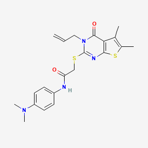 molecular formula C21H24N4O2S2 B12142575 N-[4-(dimethylamino)phenyl]-2-(5,6-dimethyl-4-oxo-3-prop-2-enyl(3-hydrothiophe no[2,3-d]pyrimidin-2-ylthio))acetamide 