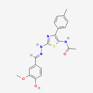 molecular formula C20H20N4O3S B12142585 N-{2-[(2E)-2-(4-hydroxy-3-methoxybenzylidene)hydrazinyl]-4-(4-methylphenyl)-1,3-thiazol-5-yl}acetamide 