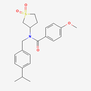 molecular formula C22H27NO4S B12142627 N-(1,1-dioxidotetrahydrothiophen-3-yl)-4-methoxy-N-[4-(propan-2-yl)benzyl]benzamide 