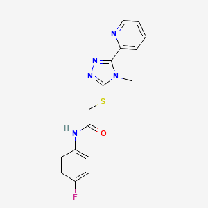 molecular formula C16H14FN5OS B12142816 N-(4-fluorophenyl)-2-{[4-methyl-5-(pyridin-2-yl)-4H-1,2,4-triazol-3-yl]sulfanyl}acetamide 