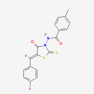 molecular formula C18H13FN2O2S2 B12142825 N-[(5Z)-5-(4-fluorobenzylidene)-4-oxo-2-thioxo-1,3-thiazolidin-3-yl]-4-methylbenzamide 
